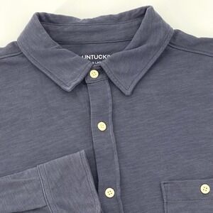 UNTUCKit Lester Slim Fit Shirt Mens XL Blue Cotton Slub Jersey Button Down
